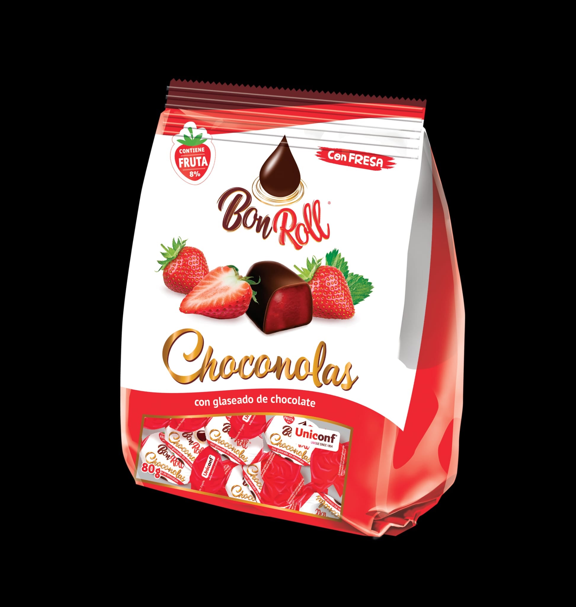 Bon Roll Chocolonas fresa 1/80_SB/12 Bombón